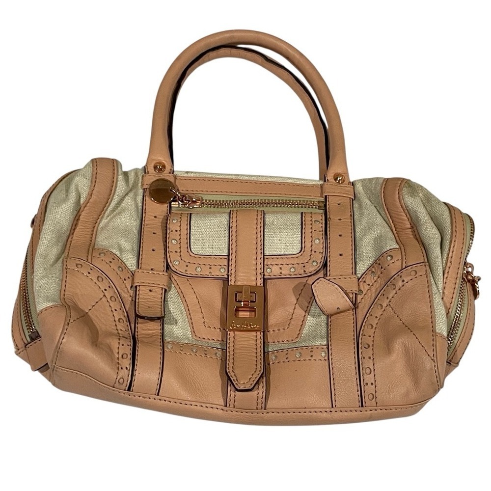 Sam Edelman Leather and Linen Sylvie Bag Satchel Rose Gold *READ*
